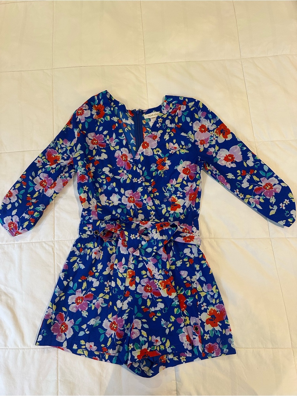 Yumi Kim Royal Blue Floral Tie-Waist Romper
